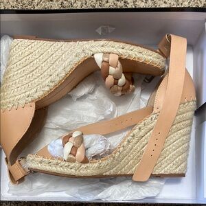 Dolce Vita Tan and Cream Espadrille Wedges